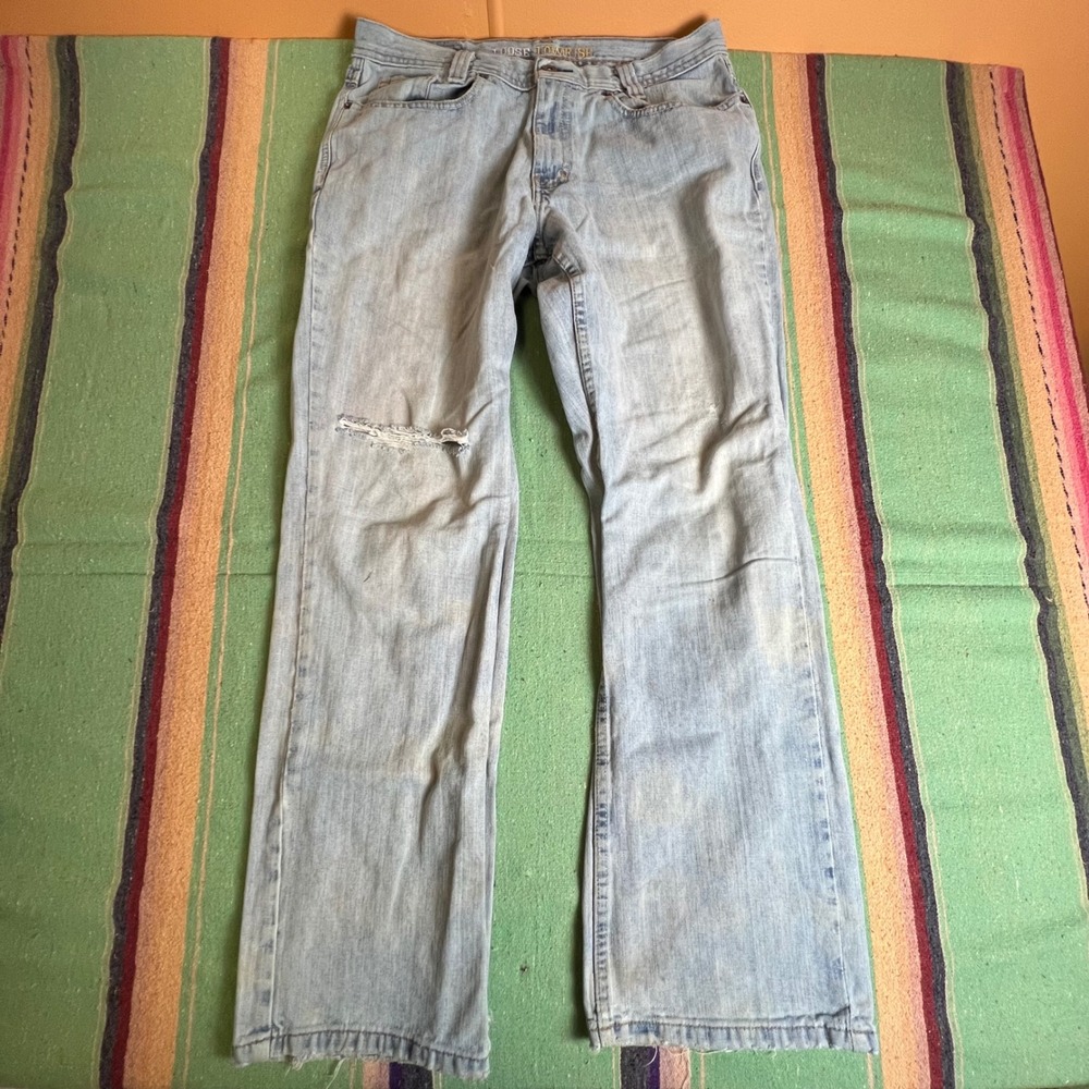 Urban Up Pipeline Jeans Mens 32x32 Blue Loose Low Rise Distressed Baggy Vintage